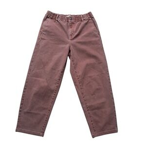 Madewell Pull On Balloon‎ Jeans Women's Small Washed Red Rusted Burgundy Stretch